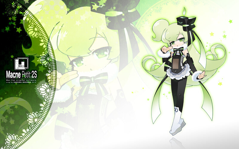 Green-haired Anime Girl — Green, Playful, Stars, Bows