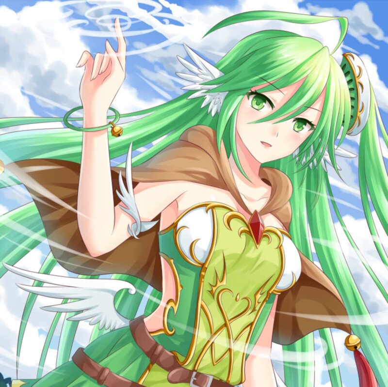 Green-haired Anime Girl — Green, Serene, Afternoon, Wings