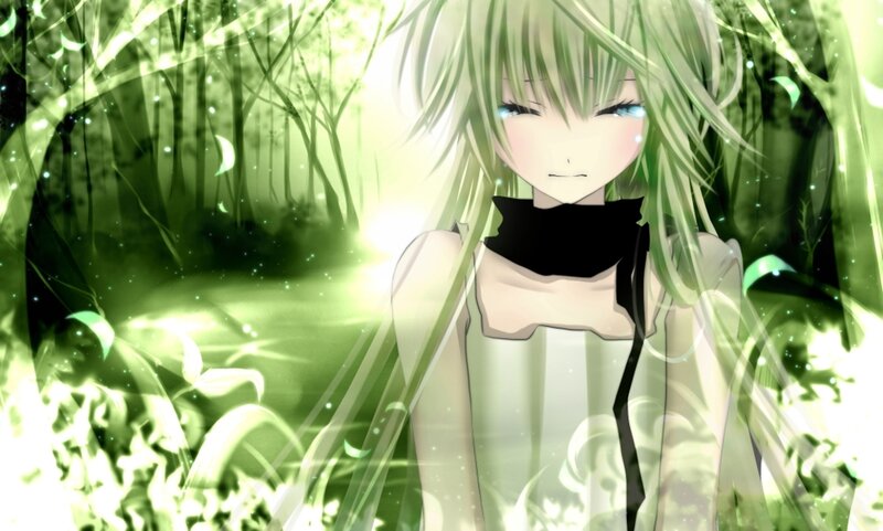 Green-haired Anime Girl — Green, Serene, Forest
