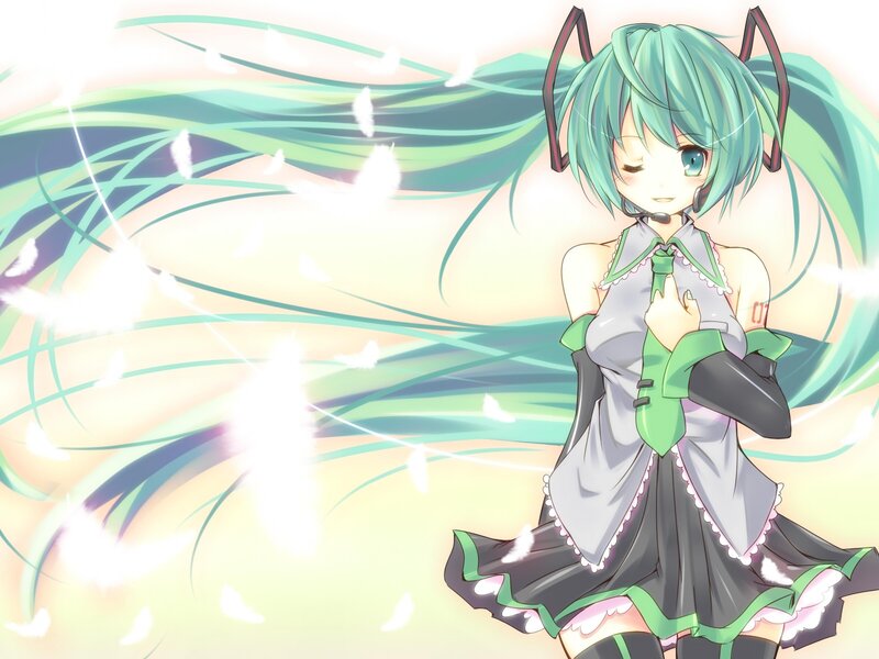 Green-haired Anime Girl — Green, Serene, Microphone