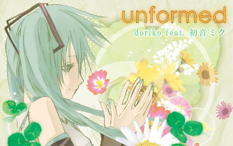 Green-haired Anime Girl — Green, Serene, Spring, Flowers, Clovers