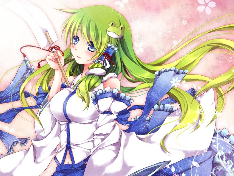 Green-haired Anime Girl — Green, Serene, Spring, Frog