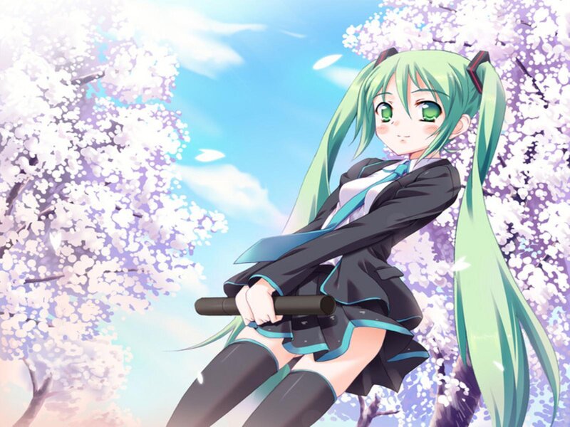 Green-haired Anime Girl — Green, Serene