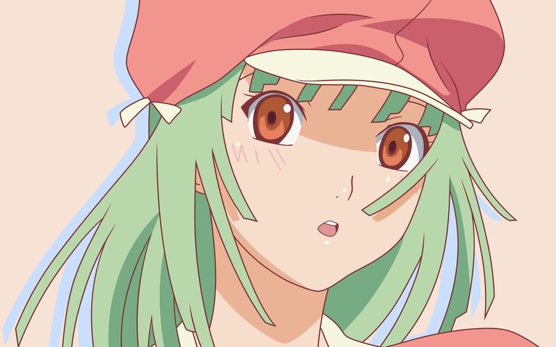 Green-haired Anime Girl — Green, Surprised
