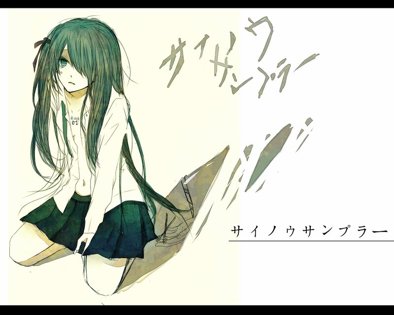 green-haired anime girl illustration