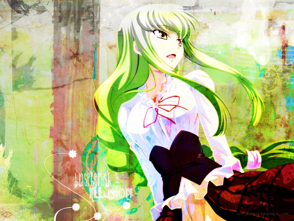 green-haired anime girl illustration