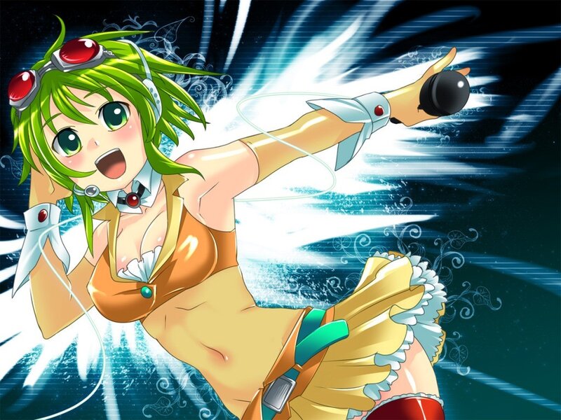 green-haired anime girl in action