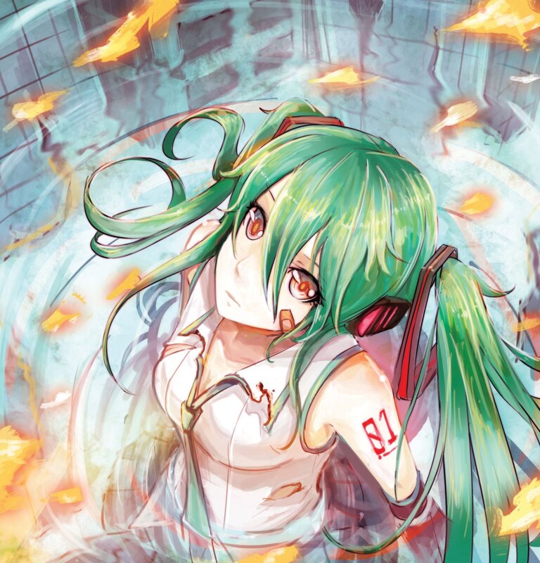 Green-haired anime girl in battle