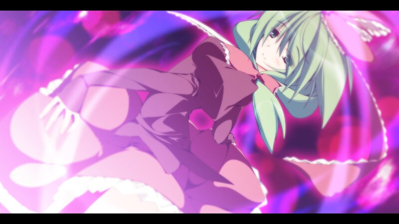 green-haired anime girl in dynamic pose