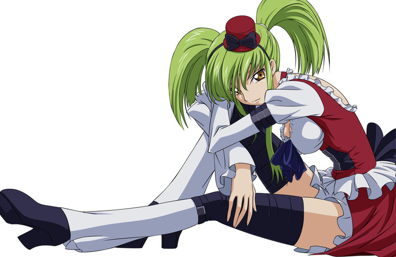 green-haired anime girl in maid outfit