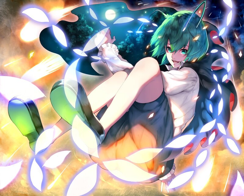 green-haired anime girl in motion