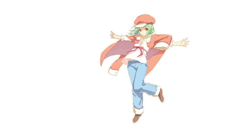 green-haired anime girl in motion