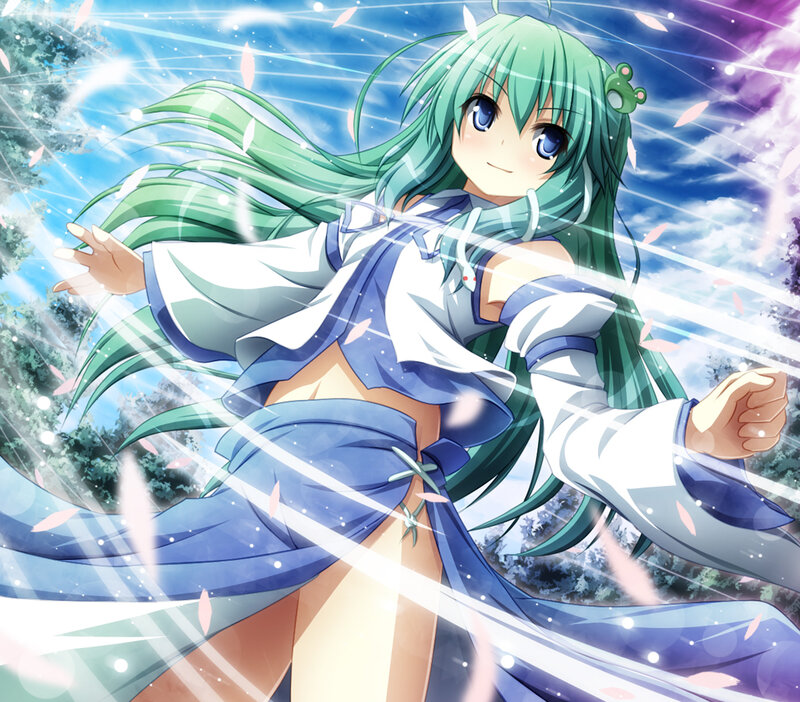 green-haired anime girl in motion