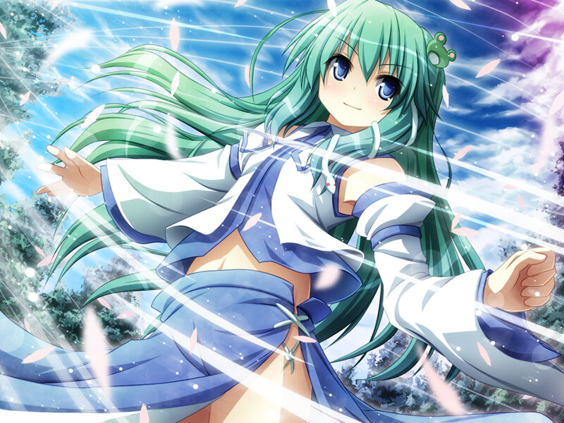 green-haired anime girl in motion