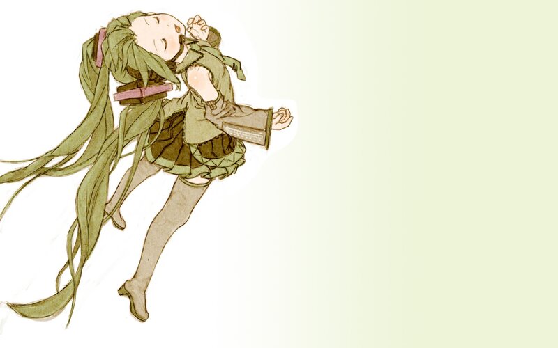 green-haired anime girl in motion