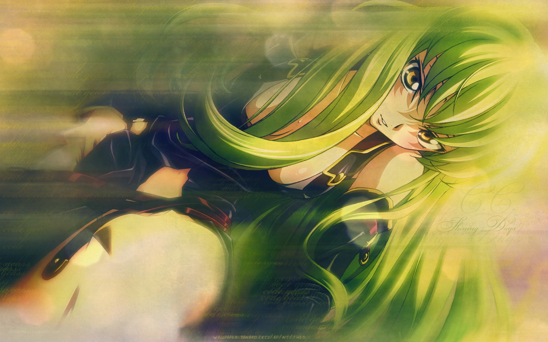 green-haired anime girl in motion