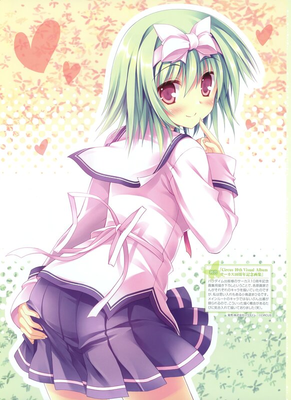 green-haired anime girl in school uniform