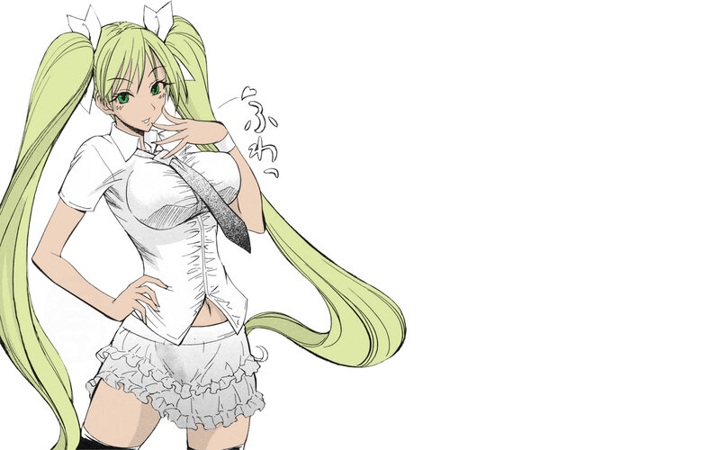 green-haired anime girl in school uniform