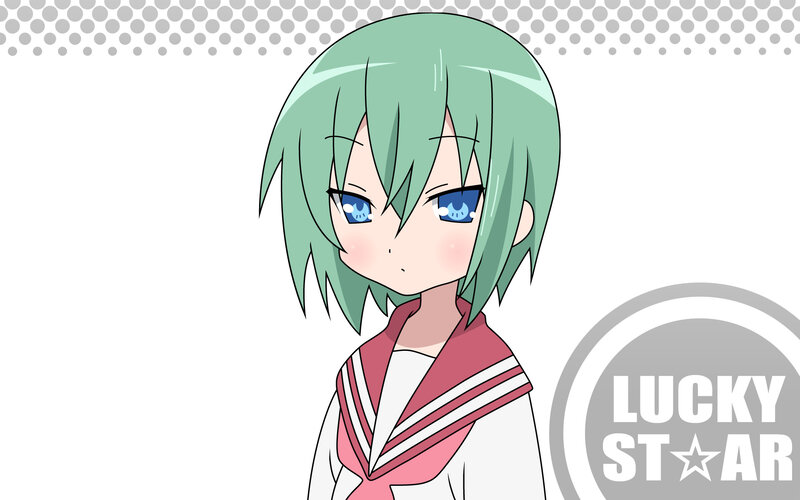 green-haired anime girl in school uniform