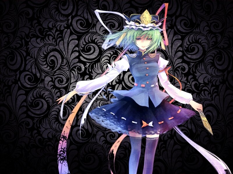 green-haired anime girl in uniform