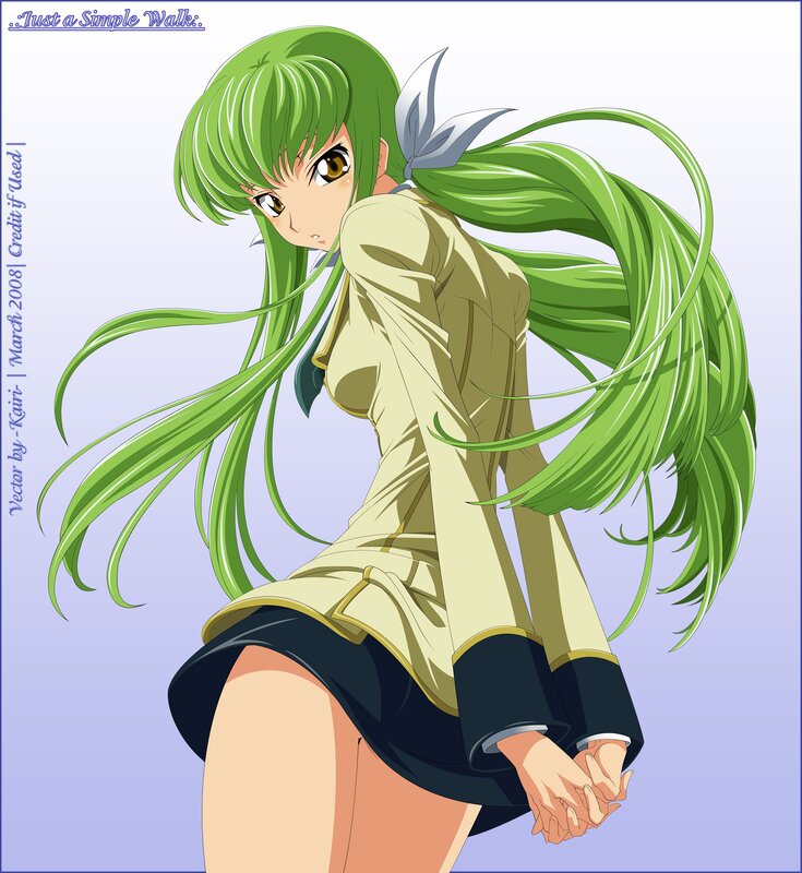 Green-haired anime girl in uniform