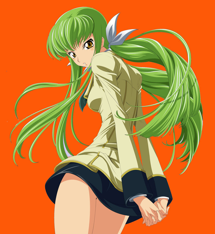 green-haired anime girl in uniform