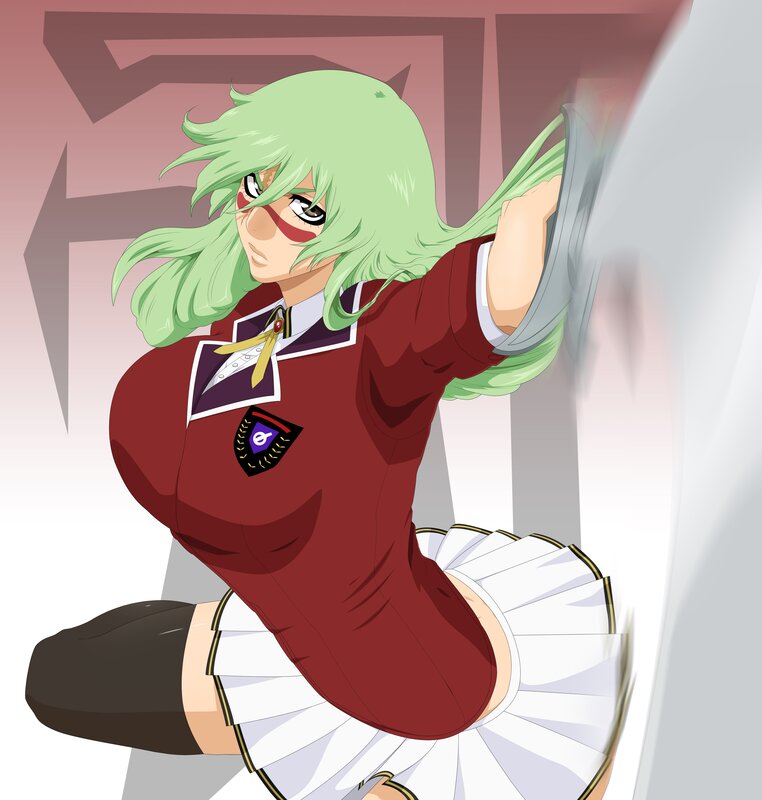 green-haired anime girl in uniform