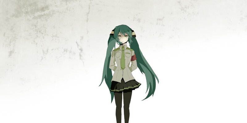 green-haired anime girl in uniform