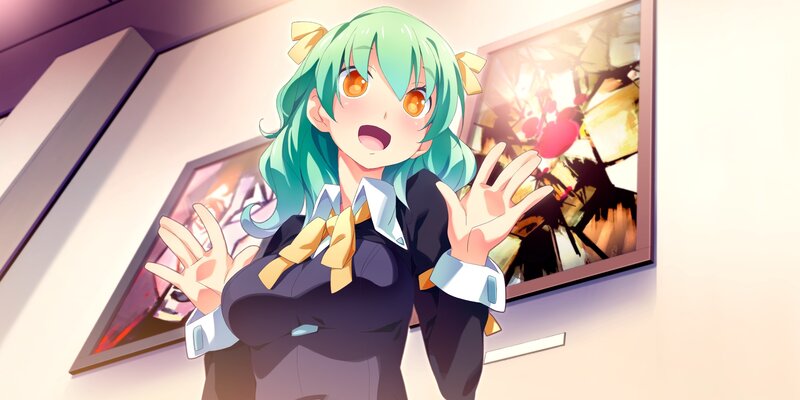 green-haired anime girl in uniform