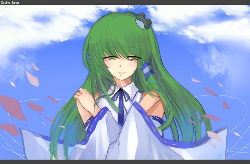 Green-haired anime girl in white dress