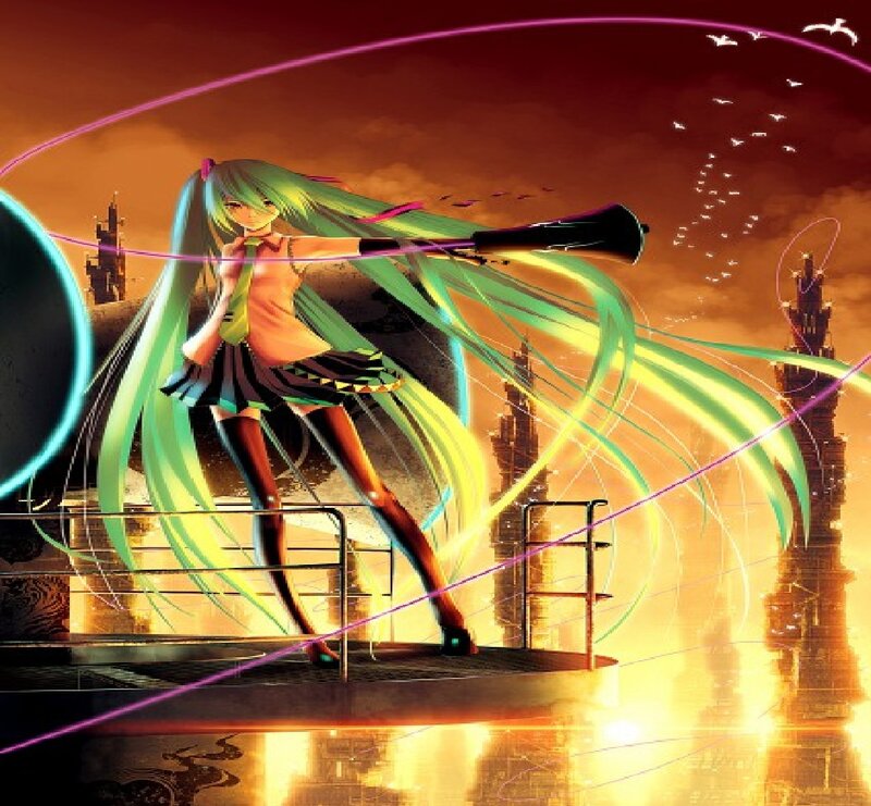Green-haired Anime Girl — Orange, Dramatic