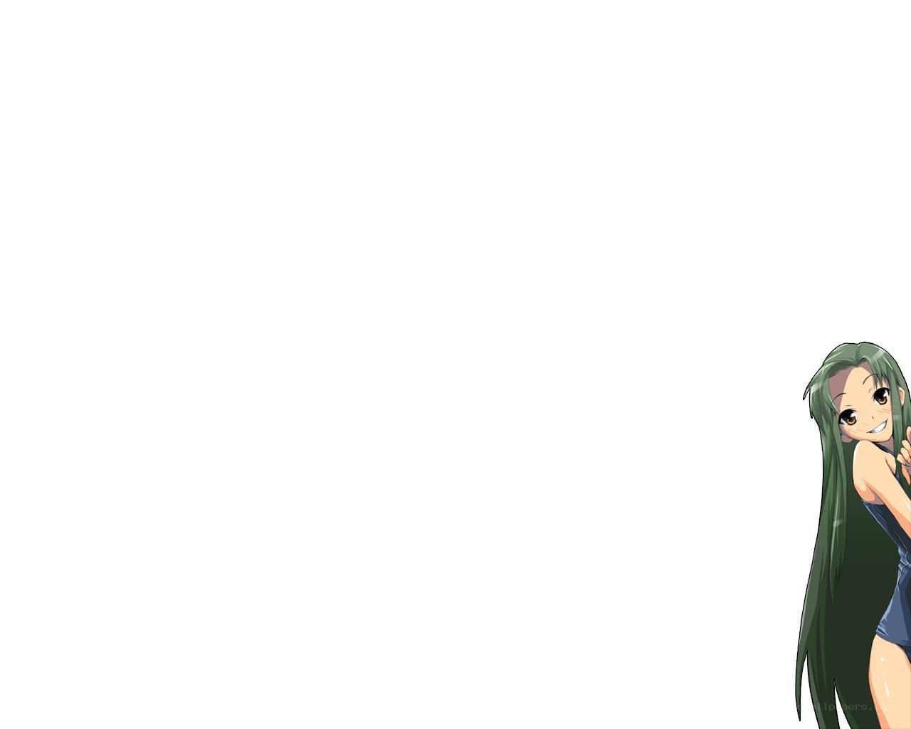 green-haired anime girl peeking
