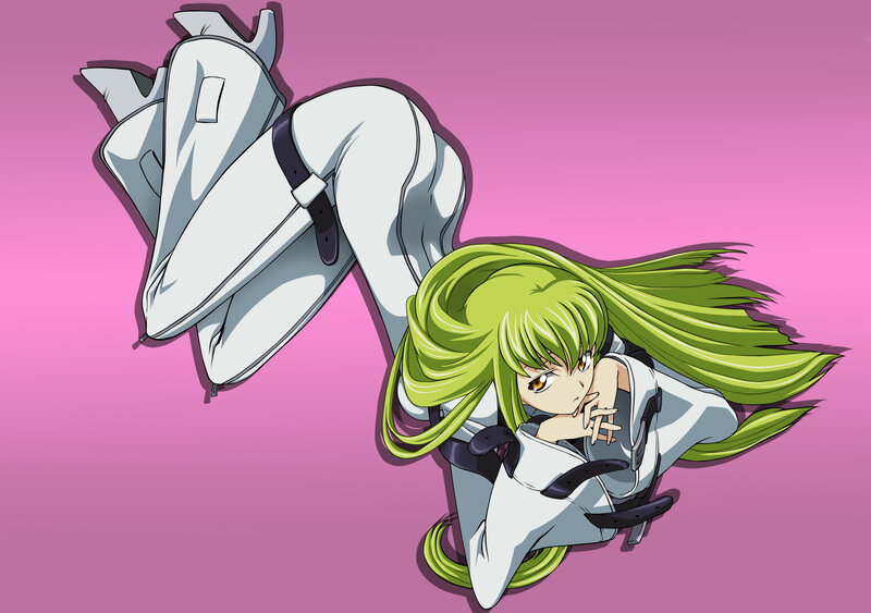 Green-haired Anime Girl — Pink, Dramatic, Long Green Hair