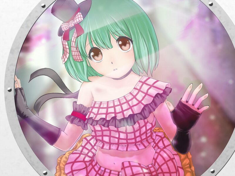 Green-haired Anime Girl — Pink, Dreamy