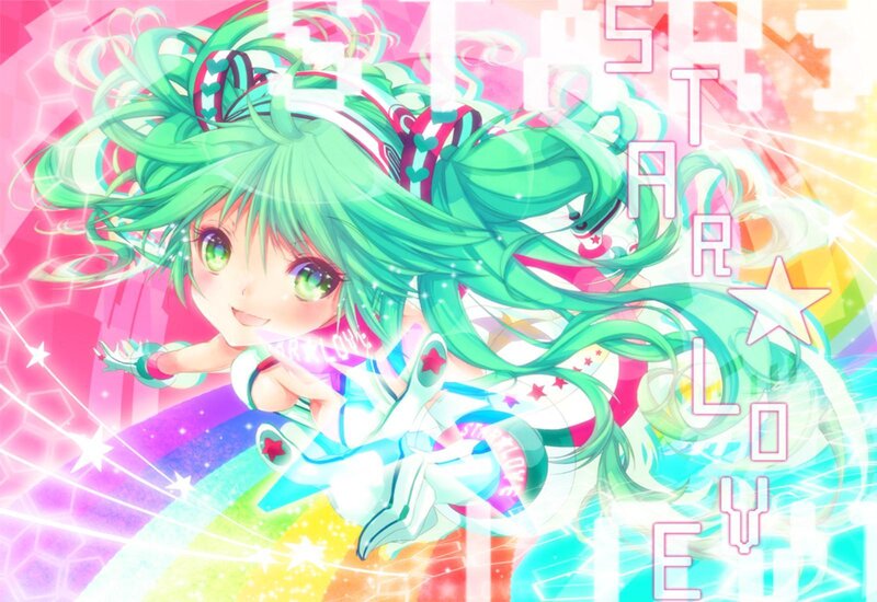 Green-haired Anime Girl — Pink, Energetic