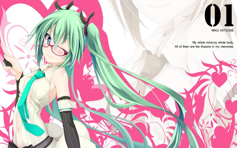 Green-haired Anime Girl — Pink, Playful, Glasses