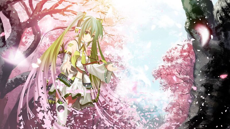 Green-haired Anime Girl — Pink, Serene