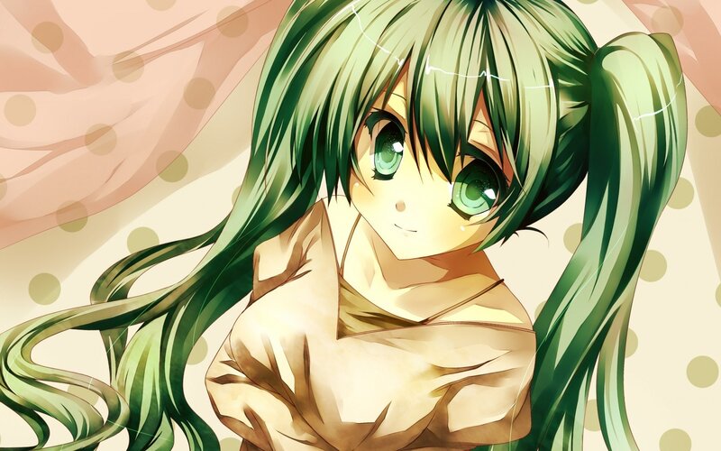 green-haired anime girl portrait