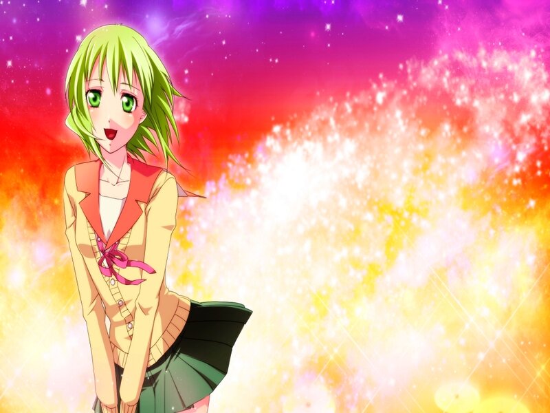 Green-haired Anime Girl — Purple, Dramatic, School Uniform