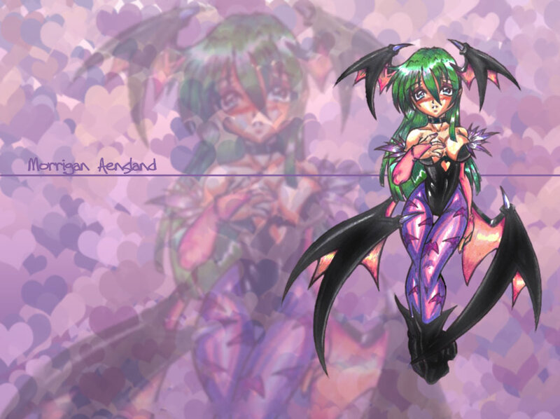 Green-haired Anime Girl — Purple, Dramatic, Wings
