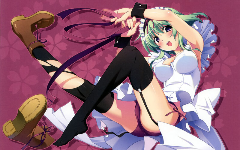 Green-haired Anime Girl — Purple, Playful, Manga