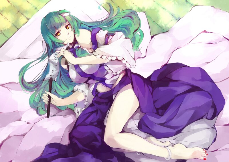 Green-haired Anime Girl — Purple, Relaxed