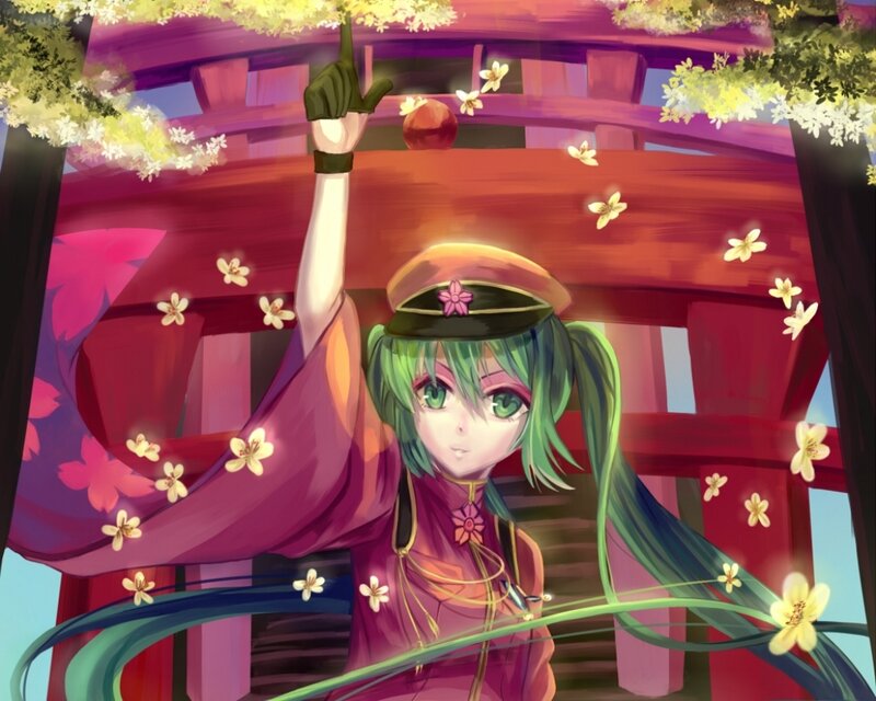 Green-haired Anime Girl — Purple, Serene