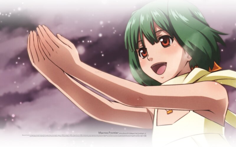 green-haired anime girl reaching out