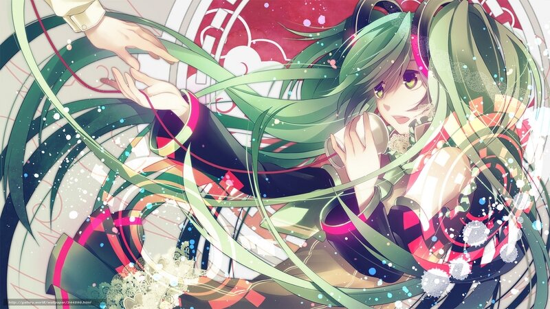 green-haired anime girl reaching out