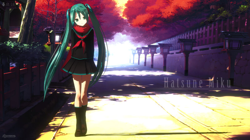 Green-haired Anime Girl — Red, Serene
