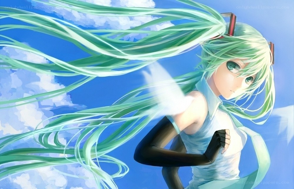 green-haired anime girl running