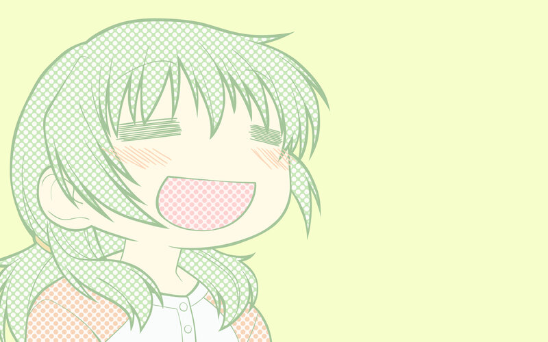 green-haired anime girl smiling