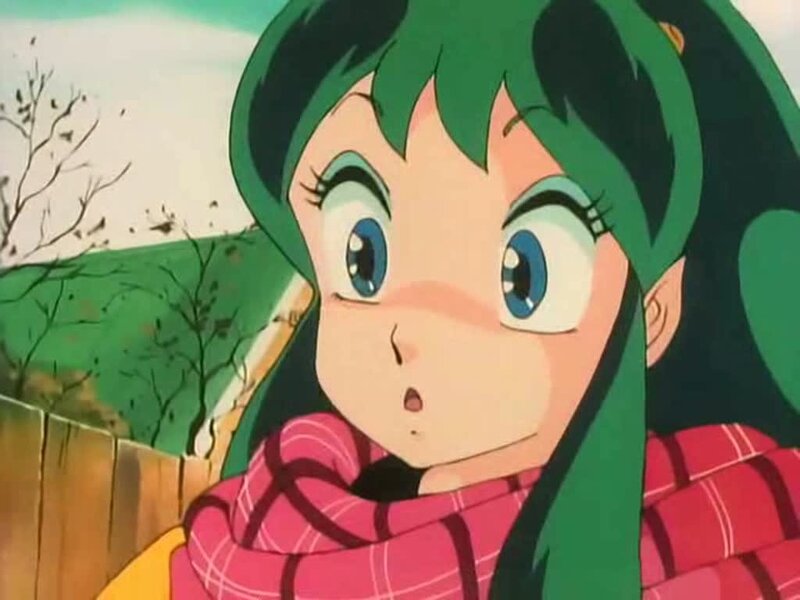green-haired anime girl surprised