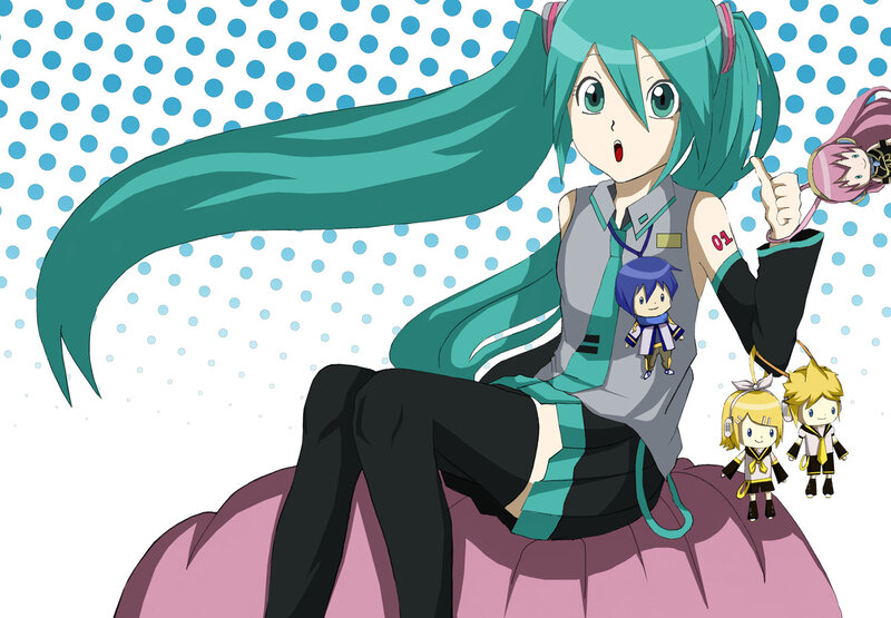 Green-haired Anime Girl — Teal, Playful, Chibi Figures